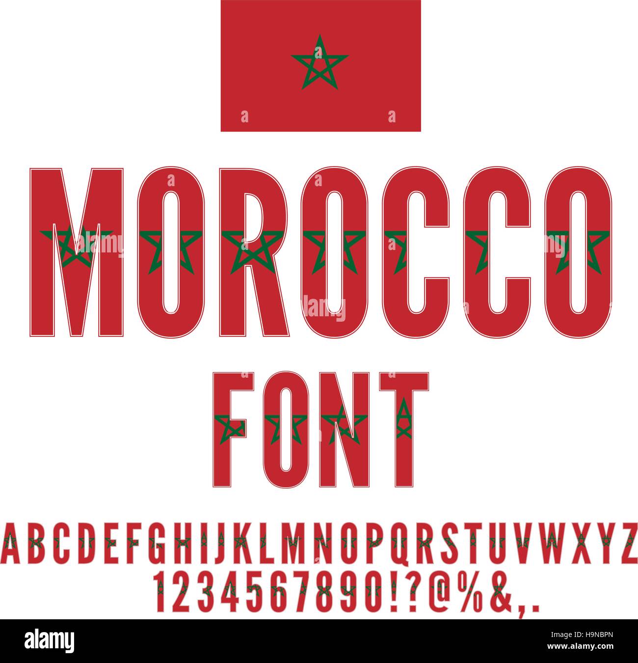 Morocco Flag Font Stock Vector