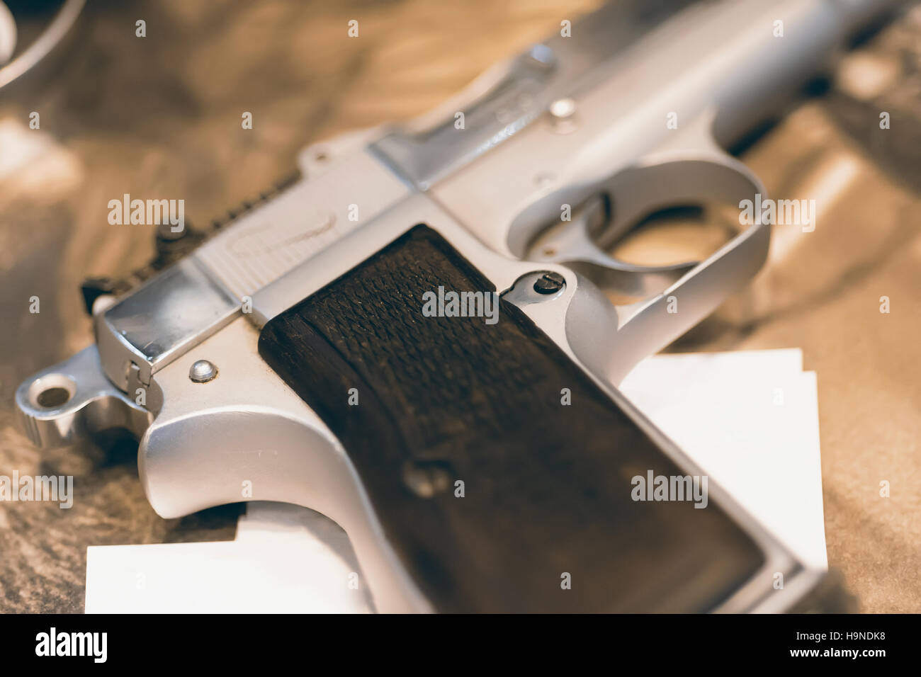 Pistol Bullet Gun Table High Resolution Stock Photography and Images