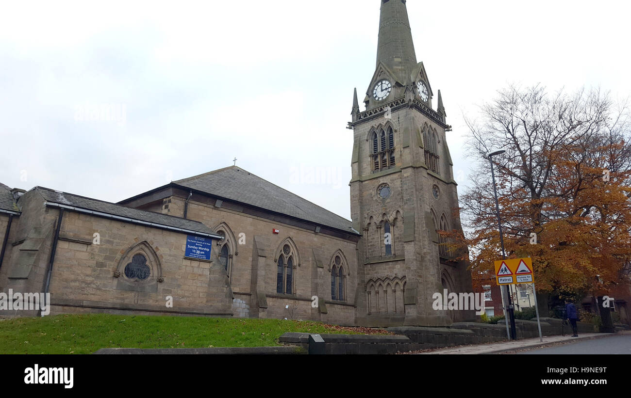 St Peters Church, Bramley, Leeds, where a newborn baby was found and pronounced dead soon after . Stock Photo