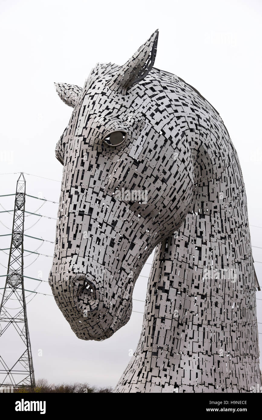 Giant Sculpture of a Kelpie on the Forth and Clyde Canal at Falkirk Scotland United Kingdom UK Stock Photo