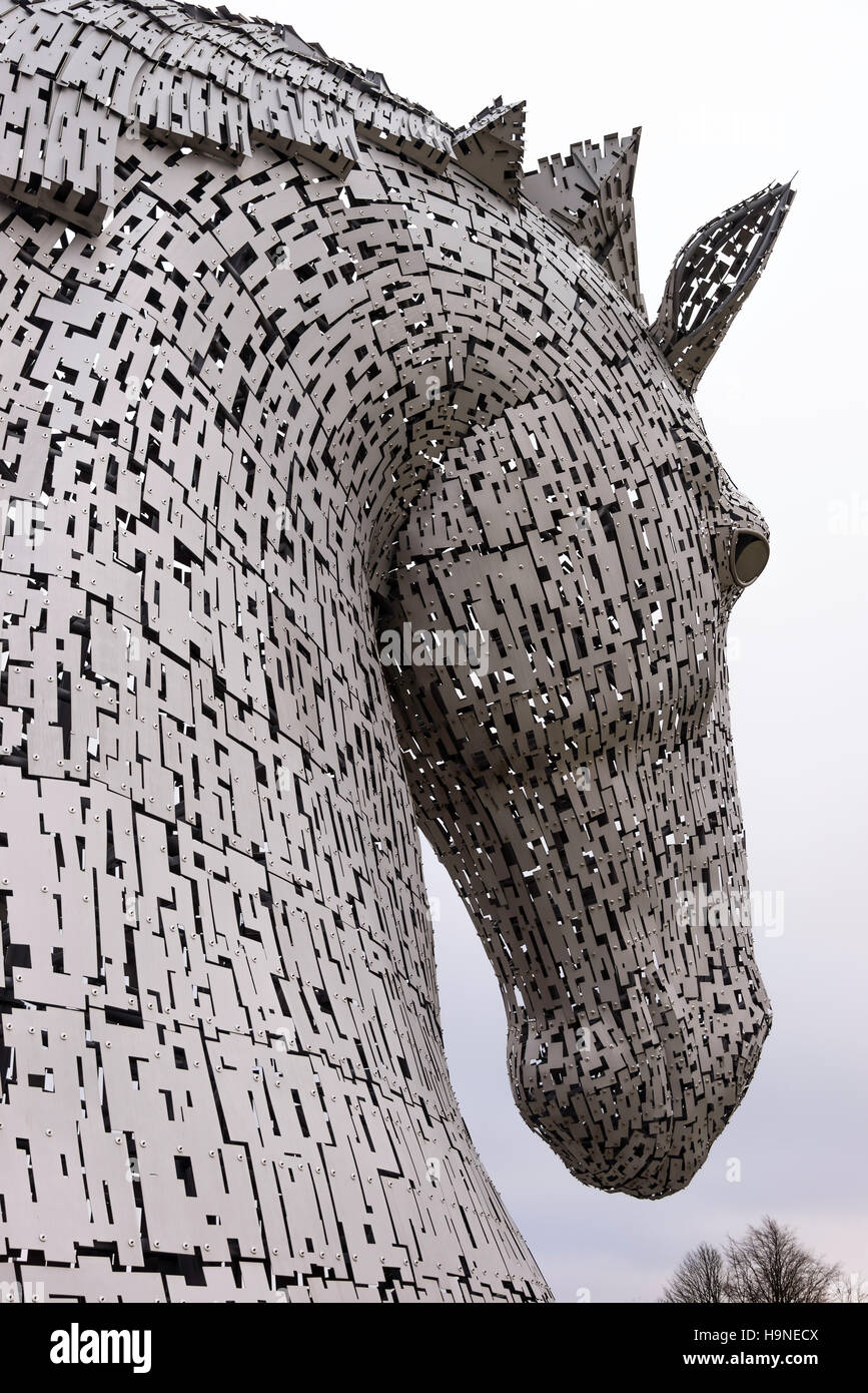 Giant Sculpture of a Kelpie on the Forth and Clyde Canal at Falkirk Scotland United Kingdom UK Stock Photo