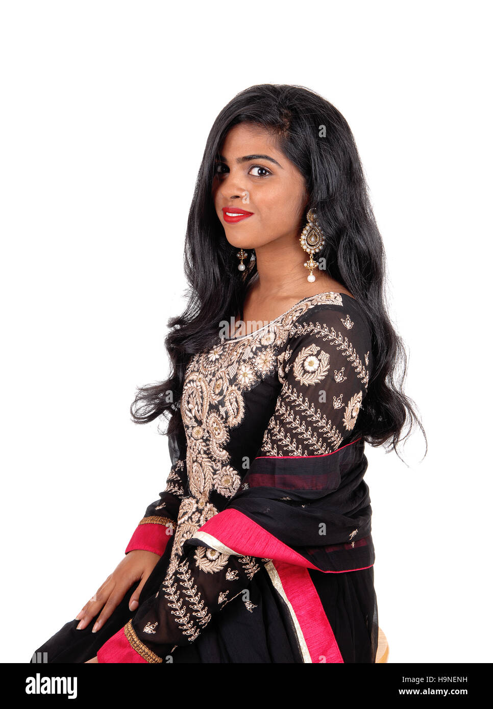 Beautiful Indian woman with smooth skin and long black hair Stock Photo