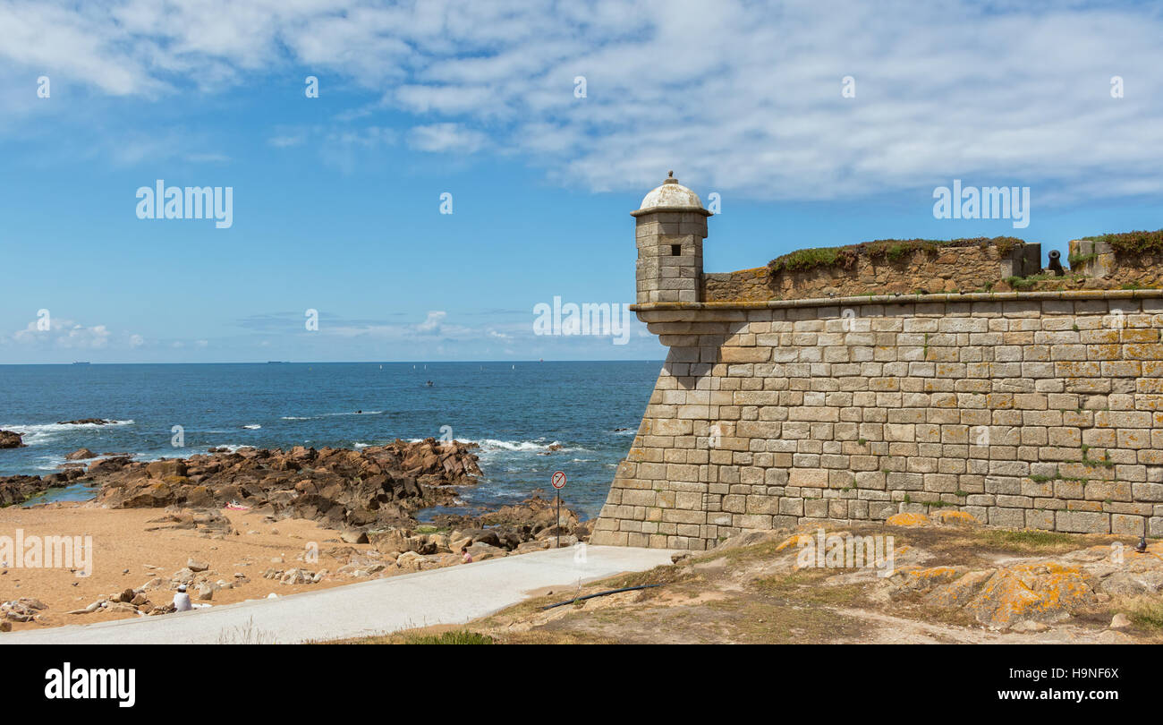 Queijo Castle (Forte de Sao Francisco Xavier) by the Atlantic Ocean in Porto, Portugal. Stock Photo