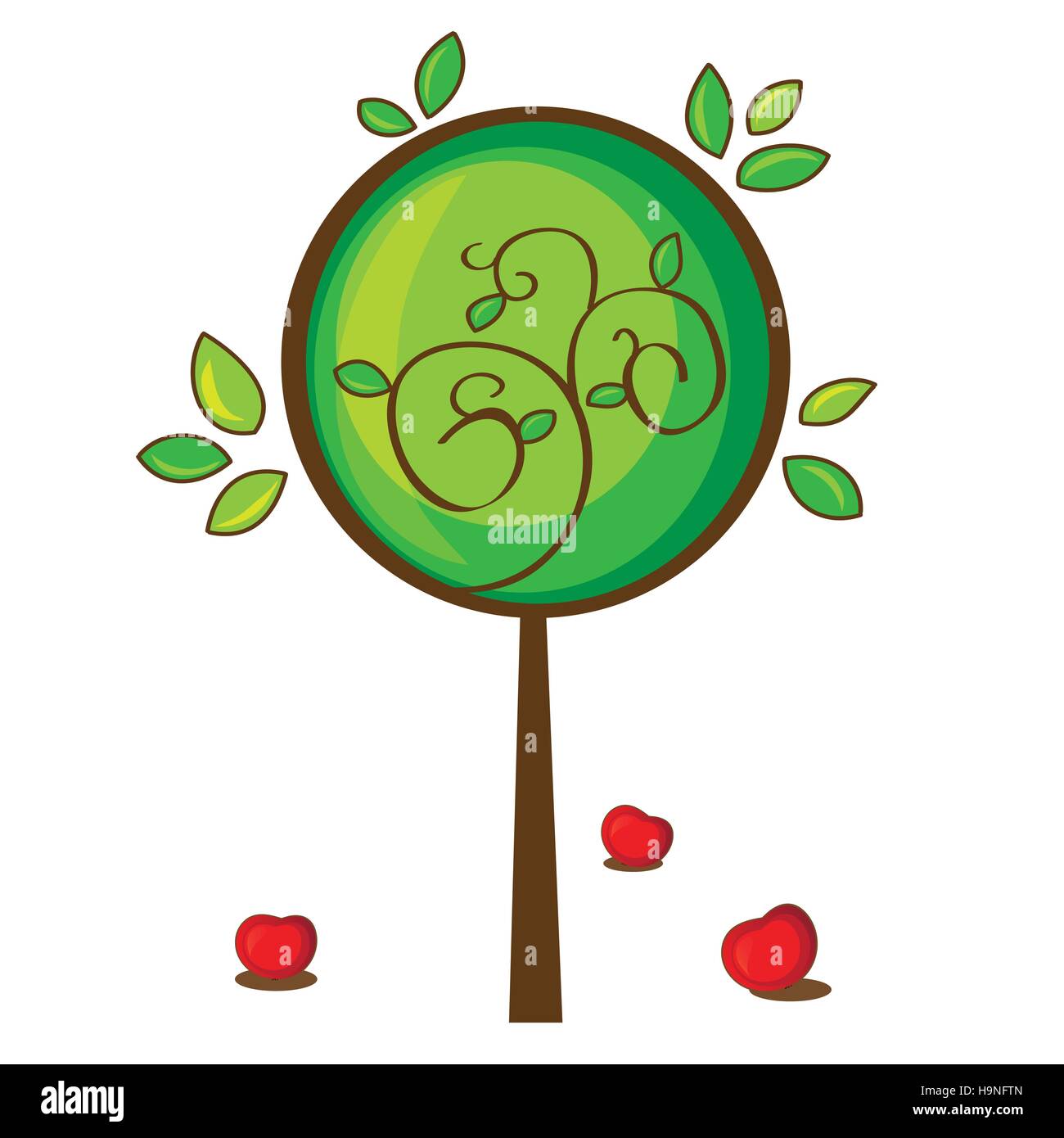 illustration of isolated apple tree on white background Stock Vector ...