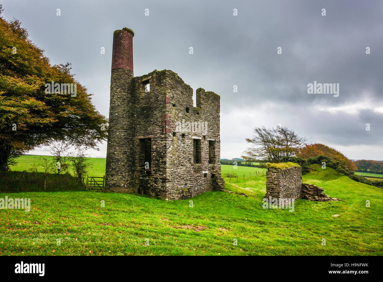 Burrow Farm Engine House on the Brendon Hills in Exmoor National Park. Somerset. England. Stock Photo