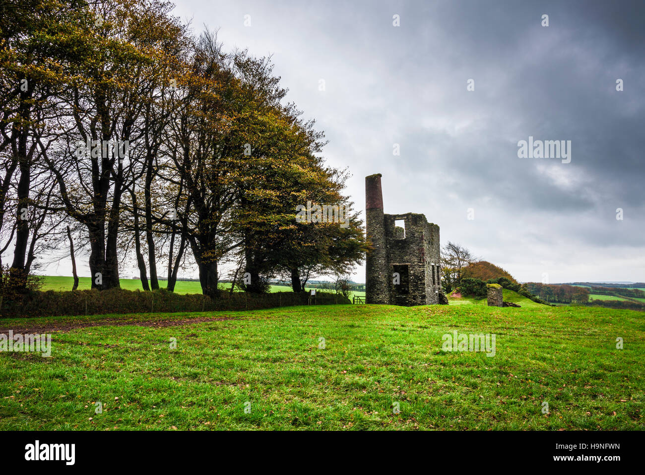 Burrow Farm Engine House on the Brendon Hills in Exmoor National Park. Somerset. England. Stock Photo