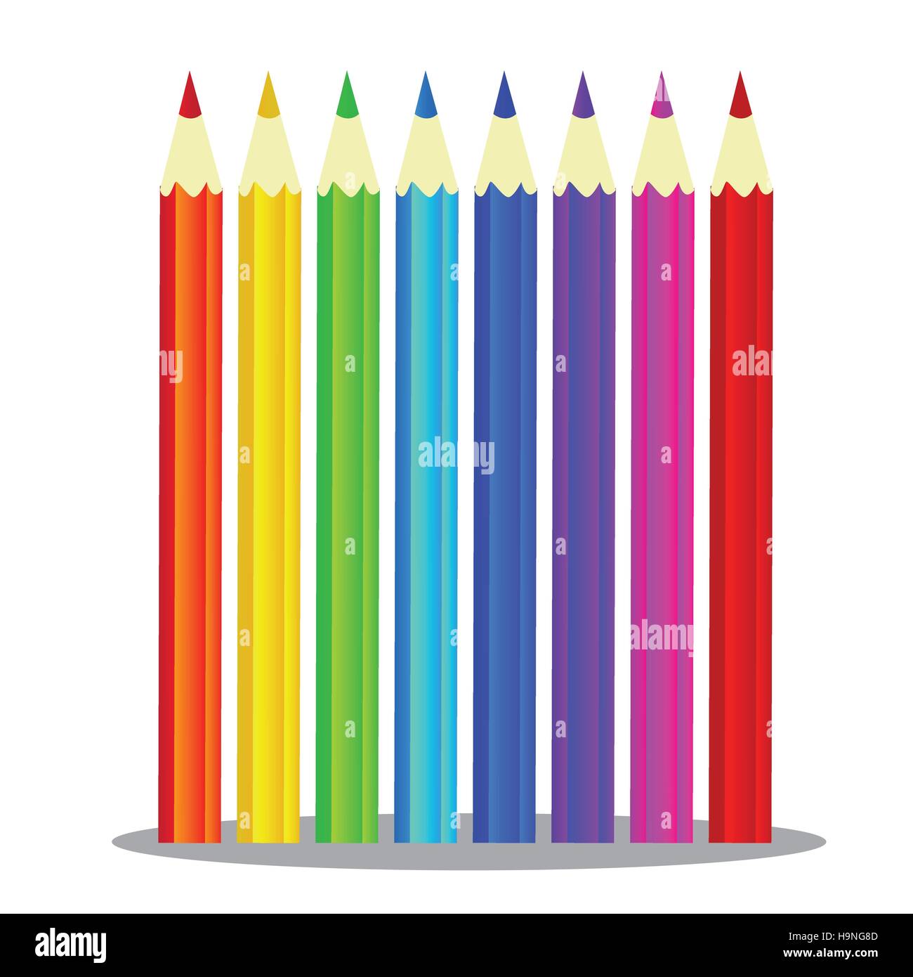 Set of Coloured pencils - Illustration on white background - vector Stock Vector