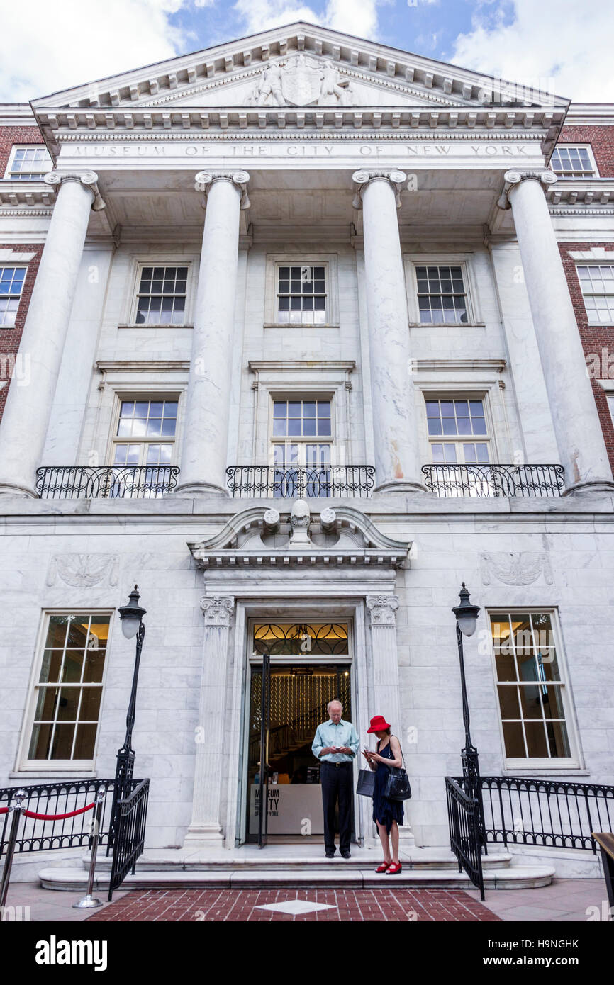 New York City,NY NYC Manhattan,East Harlem,Museum of the City of New York,history,entrance,adult,adults,man men male,woman female women,couple,pedimen Stock Photo