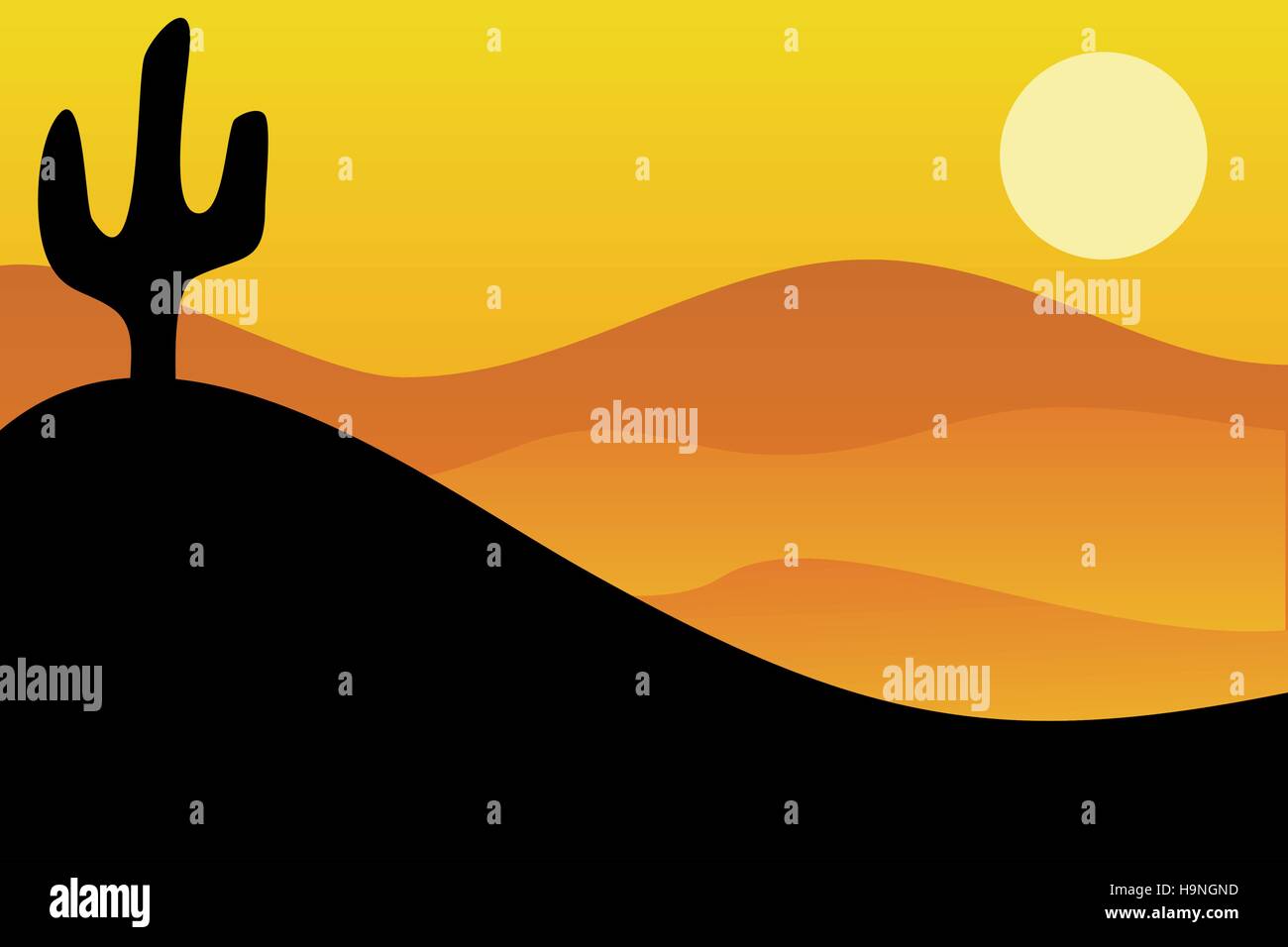 Vector image of desert and cactus - bright illustration Stock Vector ...