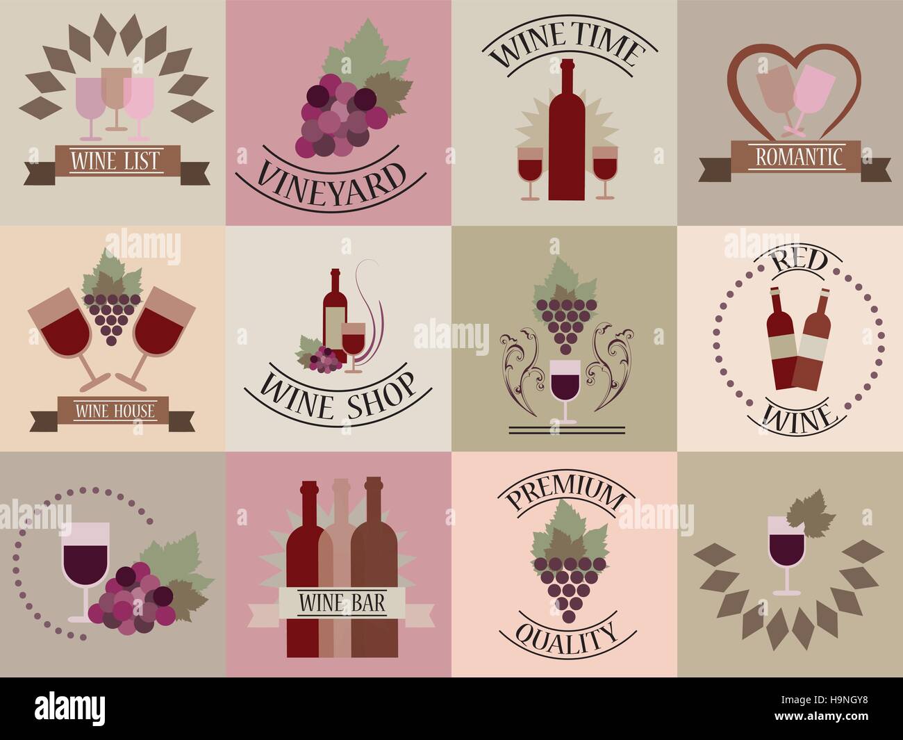 Vector wine labels and concepts - icons set Stock Vector Image & Art ...