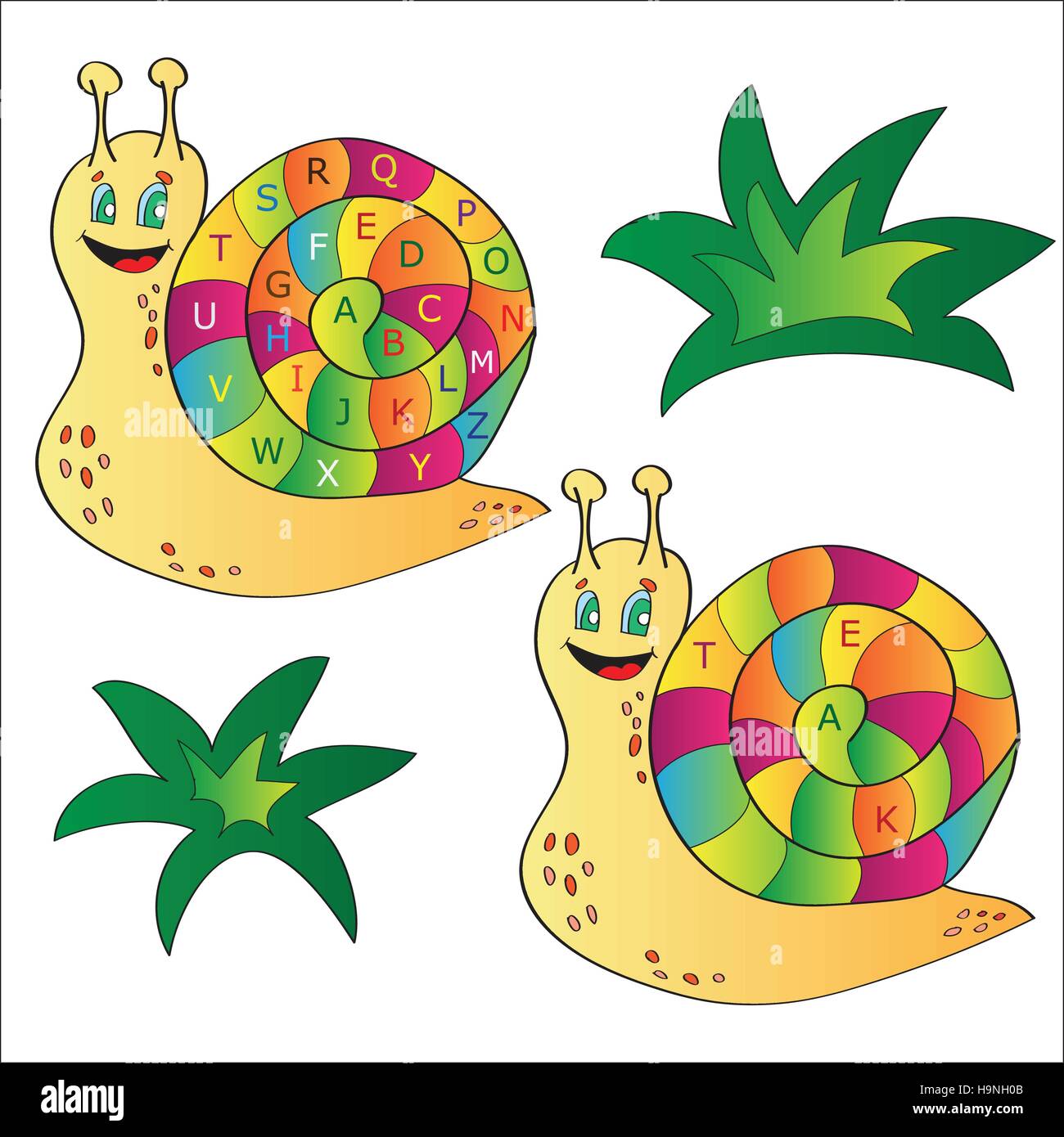 Vector illustration of a snail a puzzle for child Stock Vector Image
