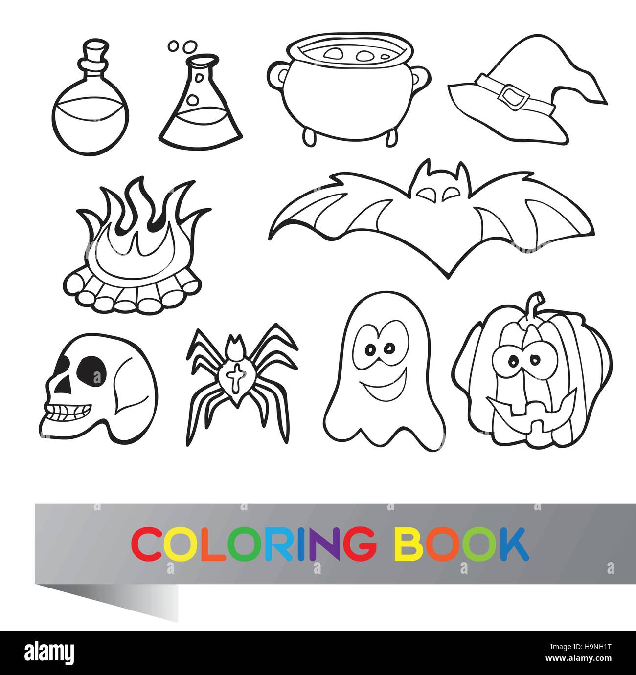Download Coloring Book Halloween Vector Illustration With Fanny Characters Stock Vector Image Art Alamy
