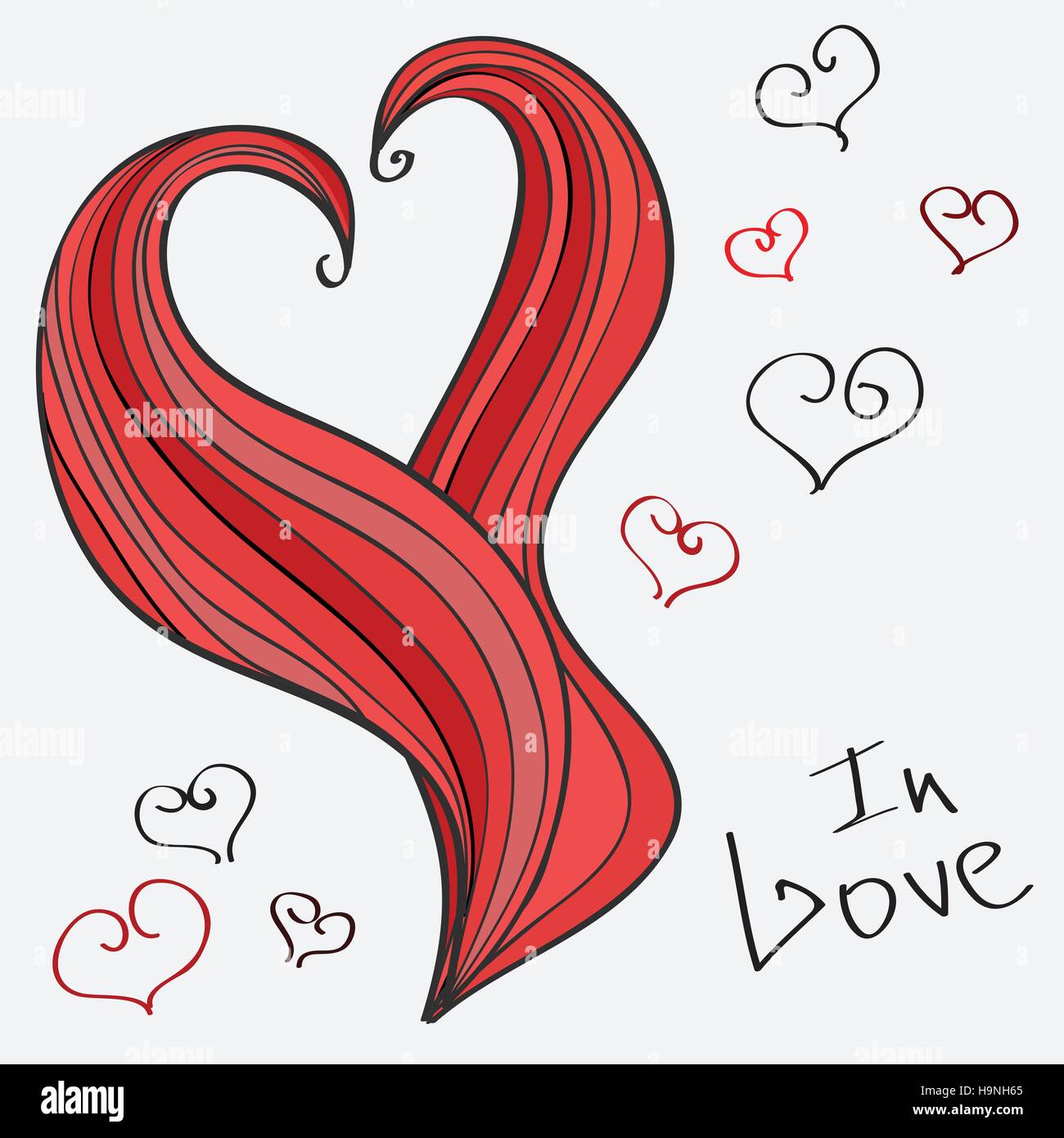 Vector heart. Romantic hand-drawn illustration in doodle style Stock ...