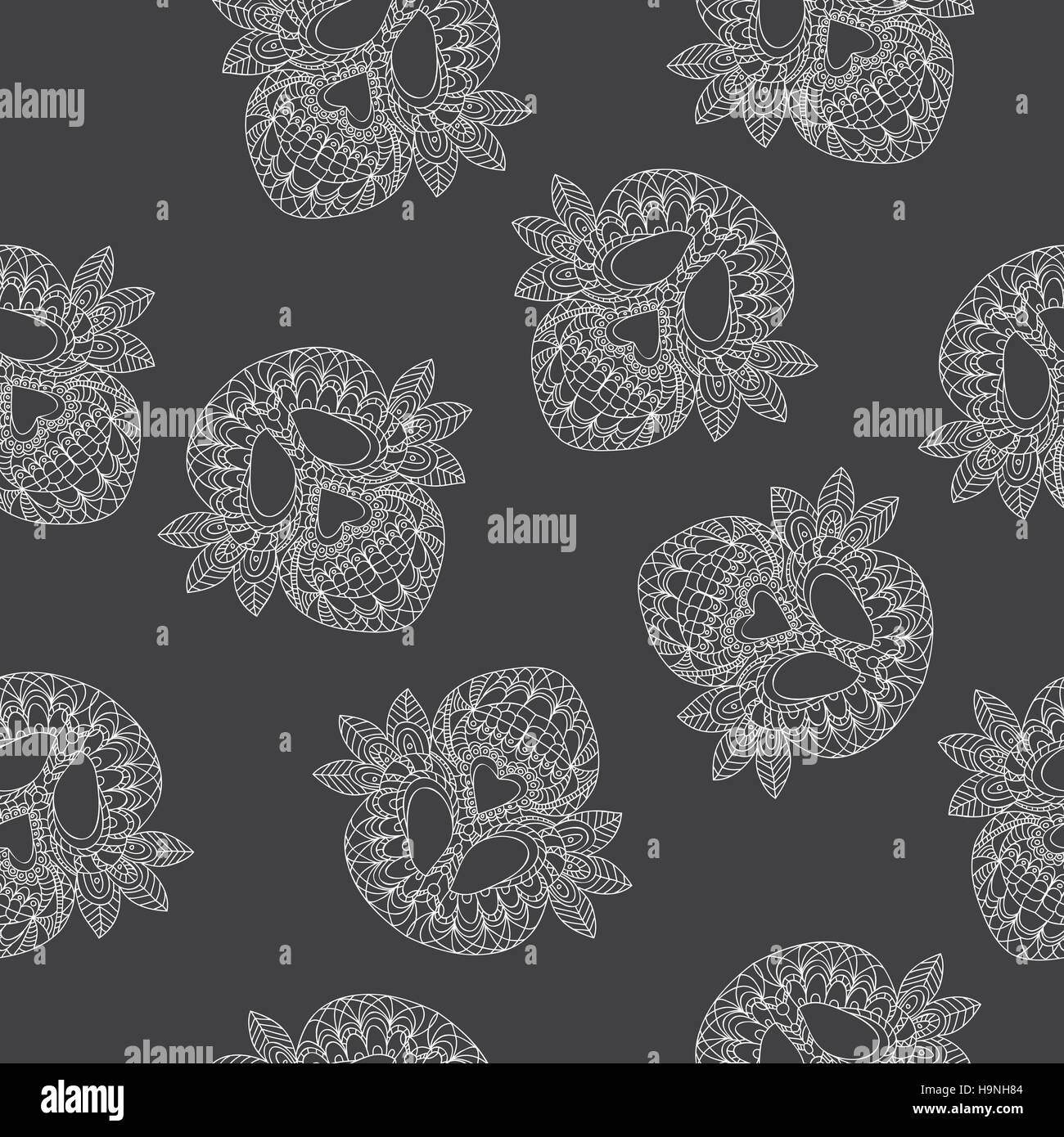 Skull Ornamental Pattern - seamless background - vector illustration ...