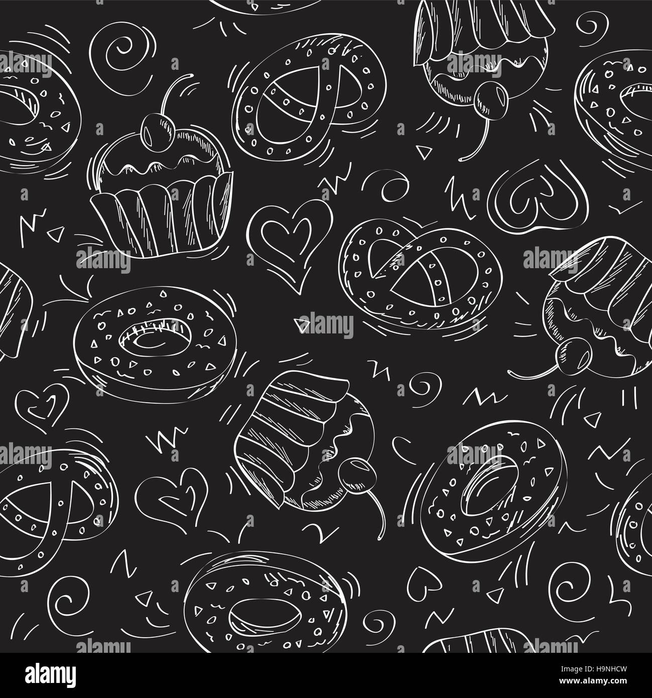 Seamless pattern background - sweet cakes - vector illustration Stock ...