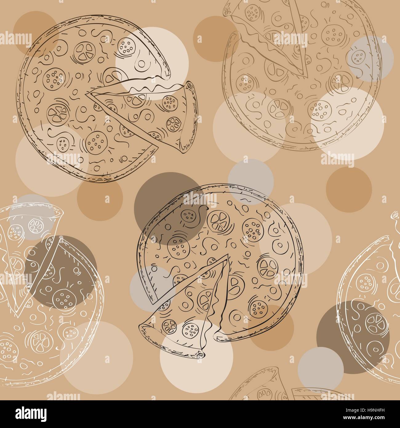 Doodle style pizza slice seamless vector background Stock Vector Image ...
