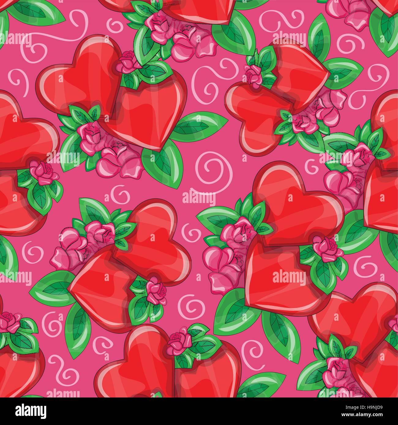 Red Valentines day seamless background with hearts Stock Vector Image ...