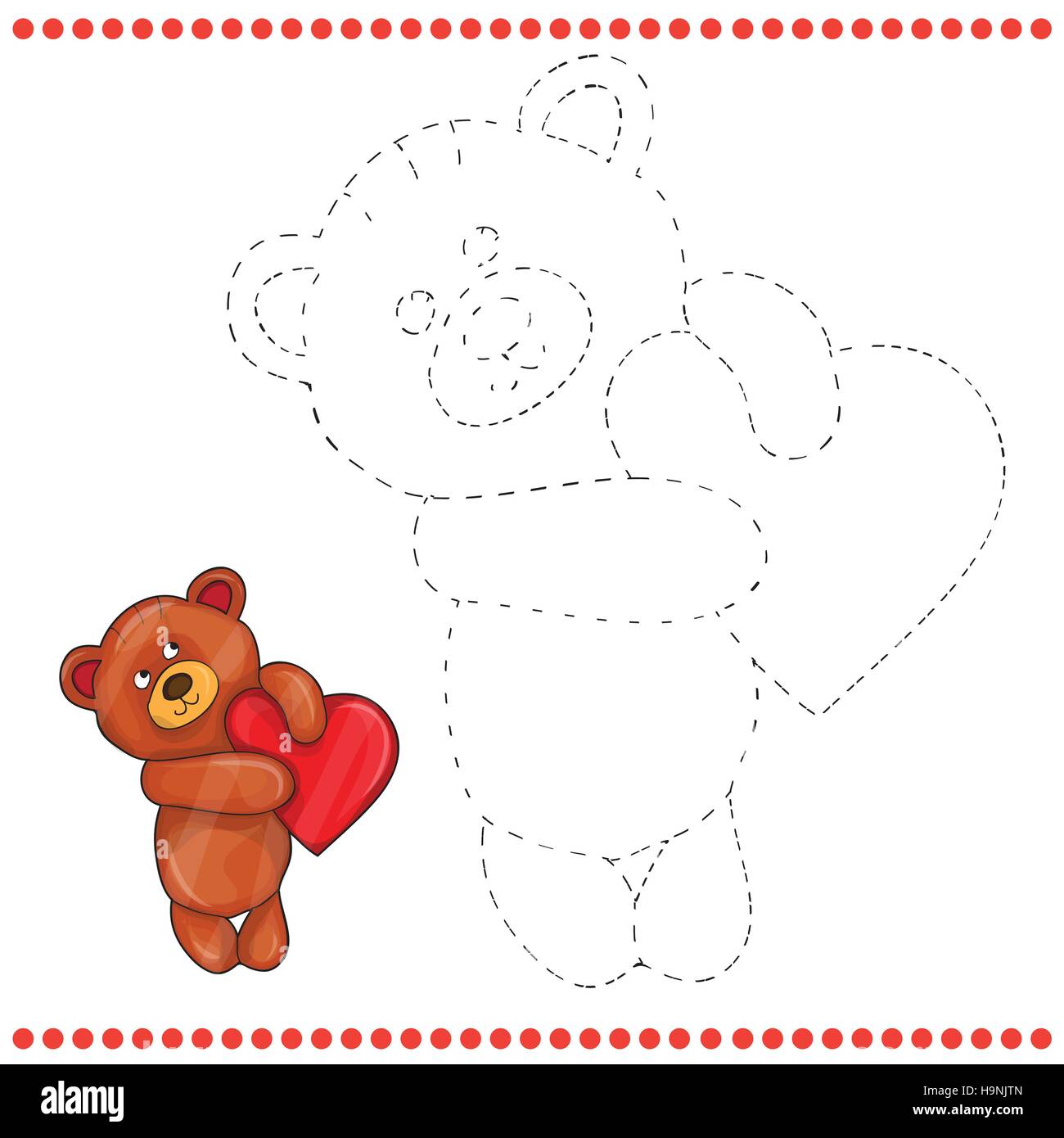 Connect the dots and coloring page - teddy bear Stock Vector Image