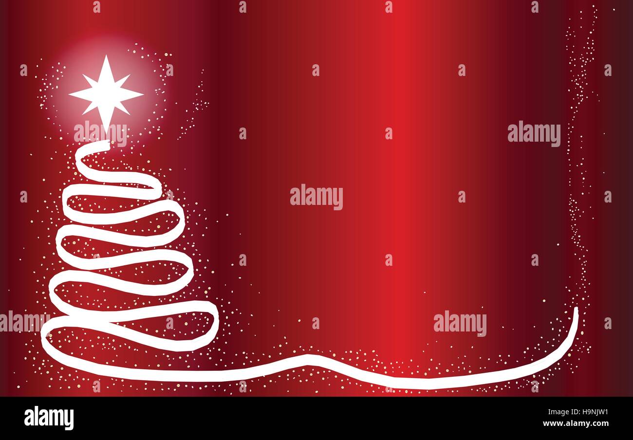 A red Christmas background with a white ribbon tree Stock Vector Image