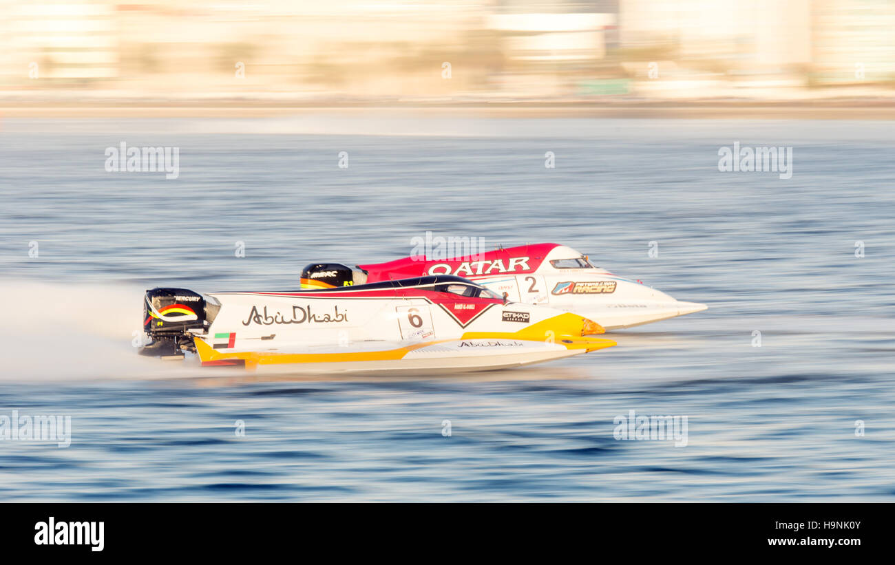 Formula one powerboats panned Stock Photo