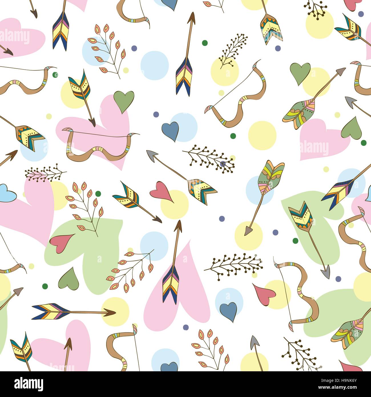 seamless pattern - Ethnic colorful vecor with indian hand drawn arrows ...