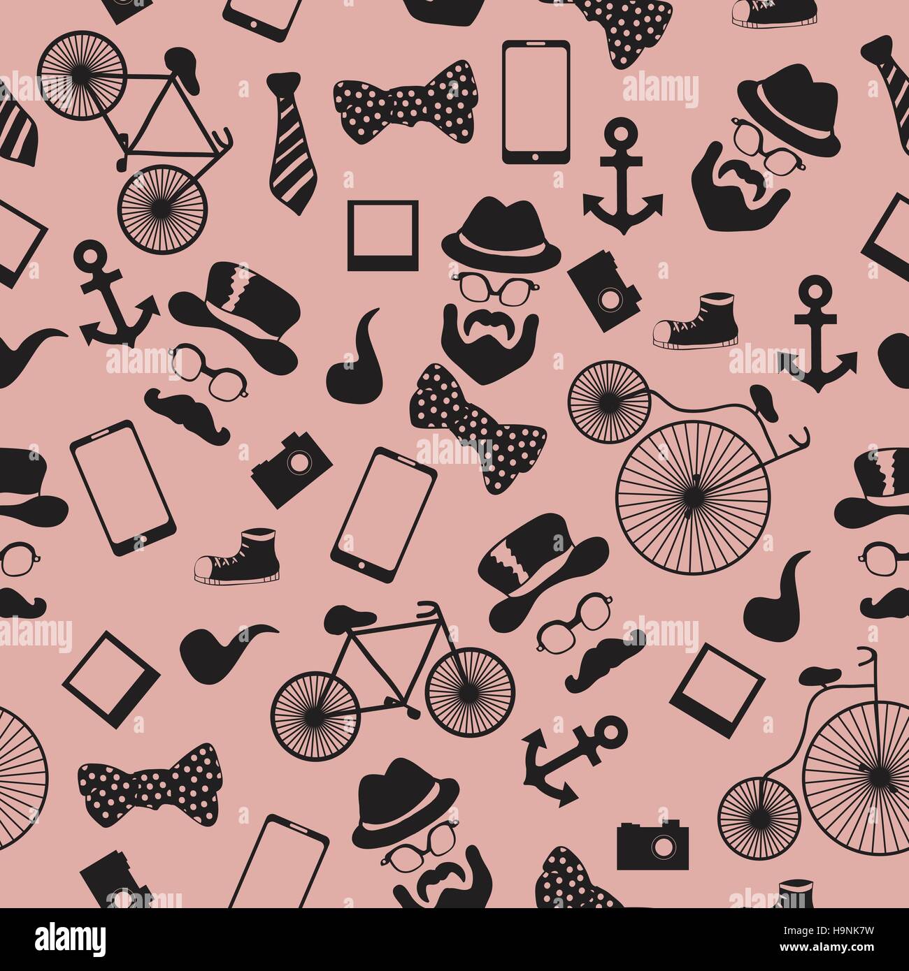 Seamless vector pattern in hipster style background or texture for design Stock Vector