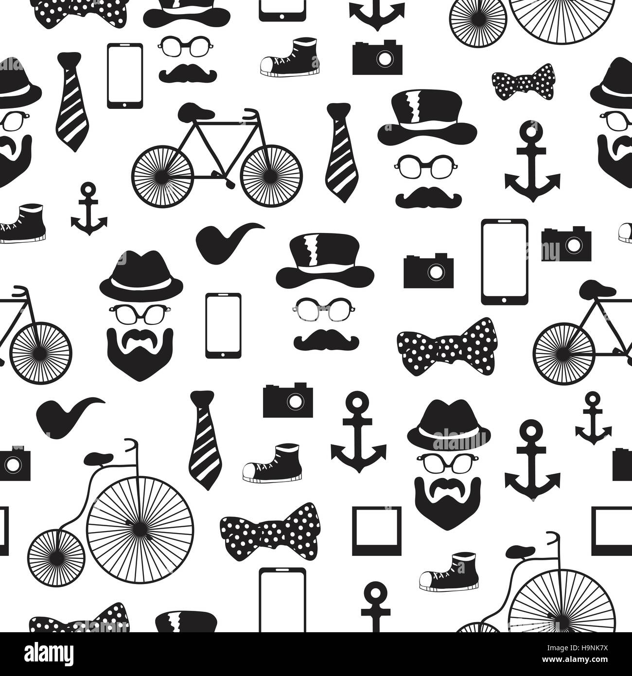 Seamless vector pattern in hipster style background or texture for design Stock Vector