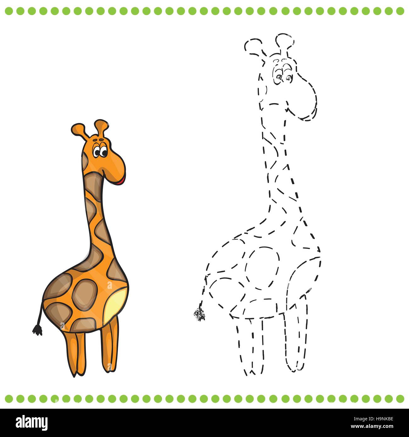 Connect the dots and coloring page giraffe Stock Vector Image & Art