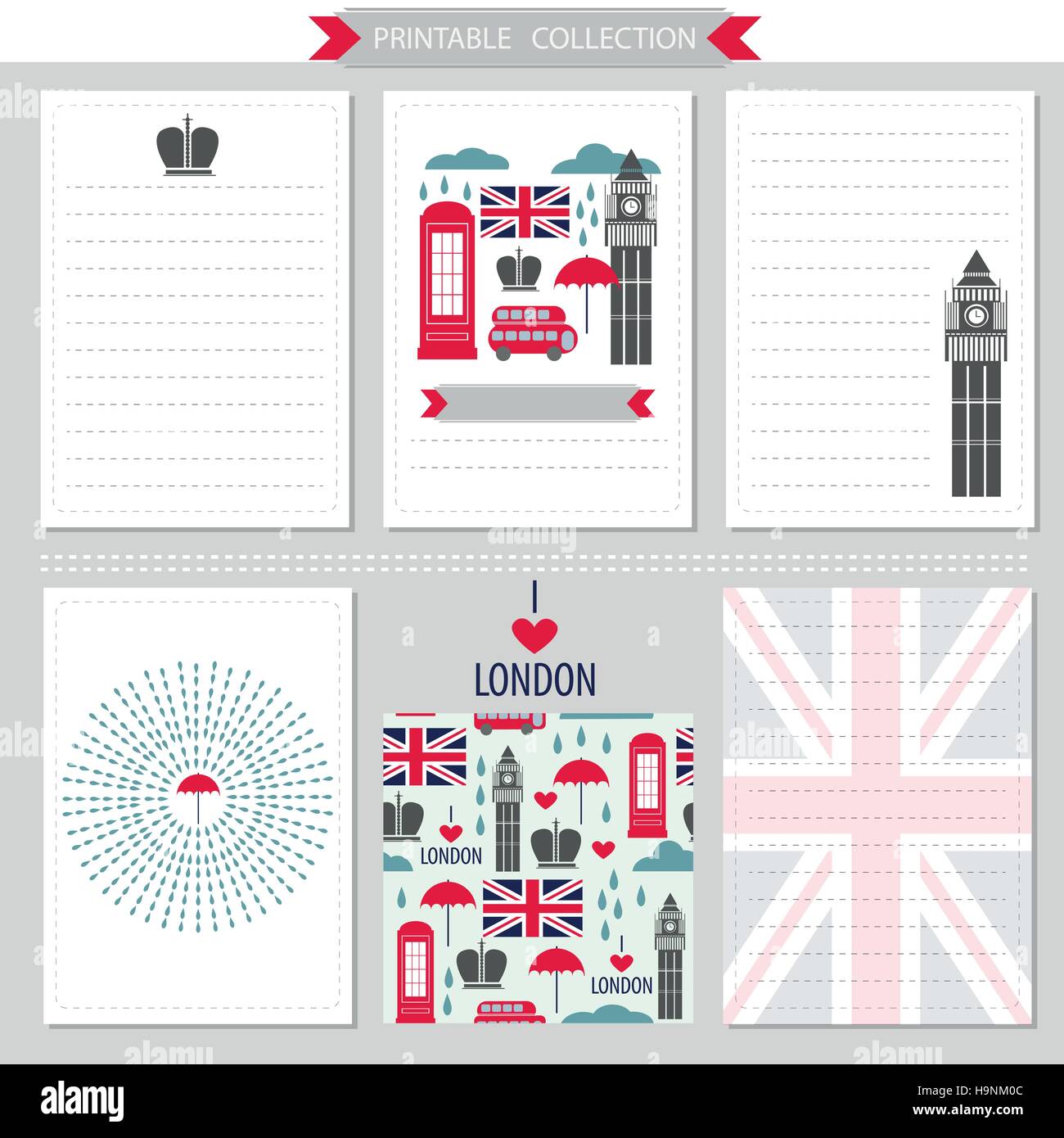 London set United Kingdom Vector printable collection Stock Vector