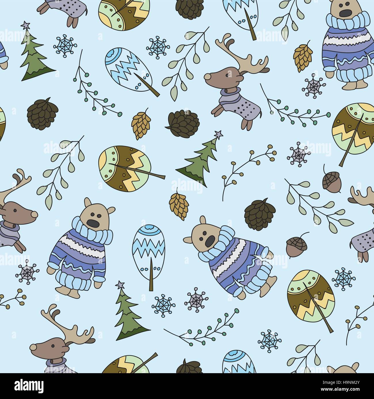 Seamless pattern with a doodle forest - vector Stock Vector Image & Art ...