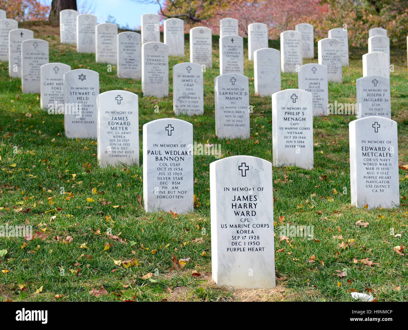 Tombstones at Arlington National Cemetery, Washington DC, United States of America Stock Photo