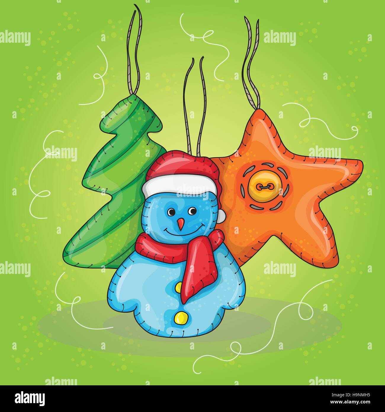 Vector christmas illustration with snowman - new year card Stock Vector ...