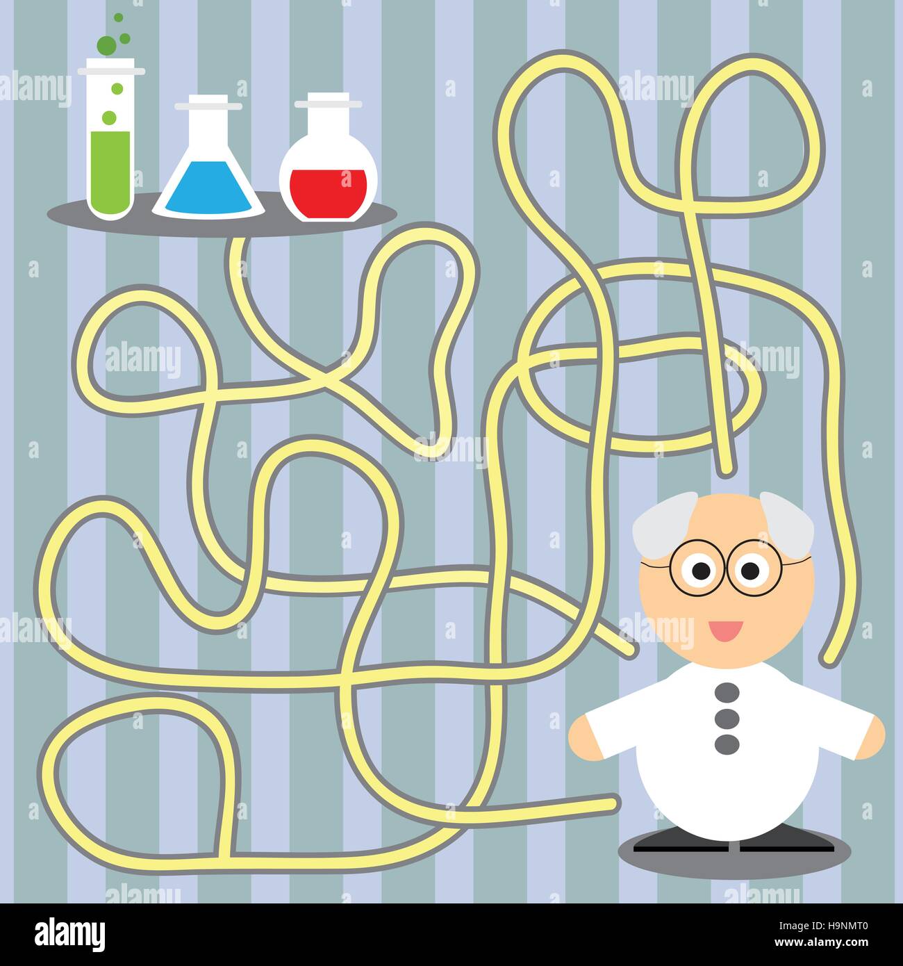 Game for children helping scientist to choose the right path to the flask Stock Vector Image