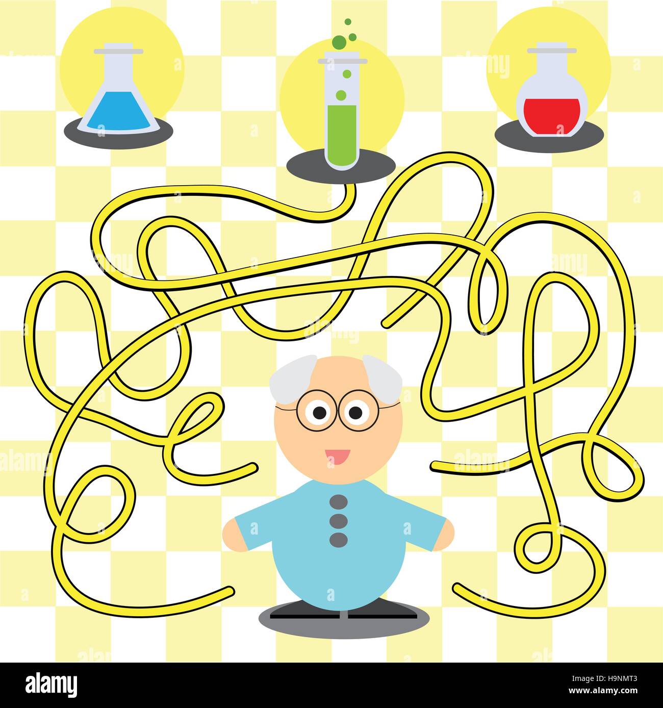 Game for children helping scientist to choose the right path to the flask Stock Vector Image