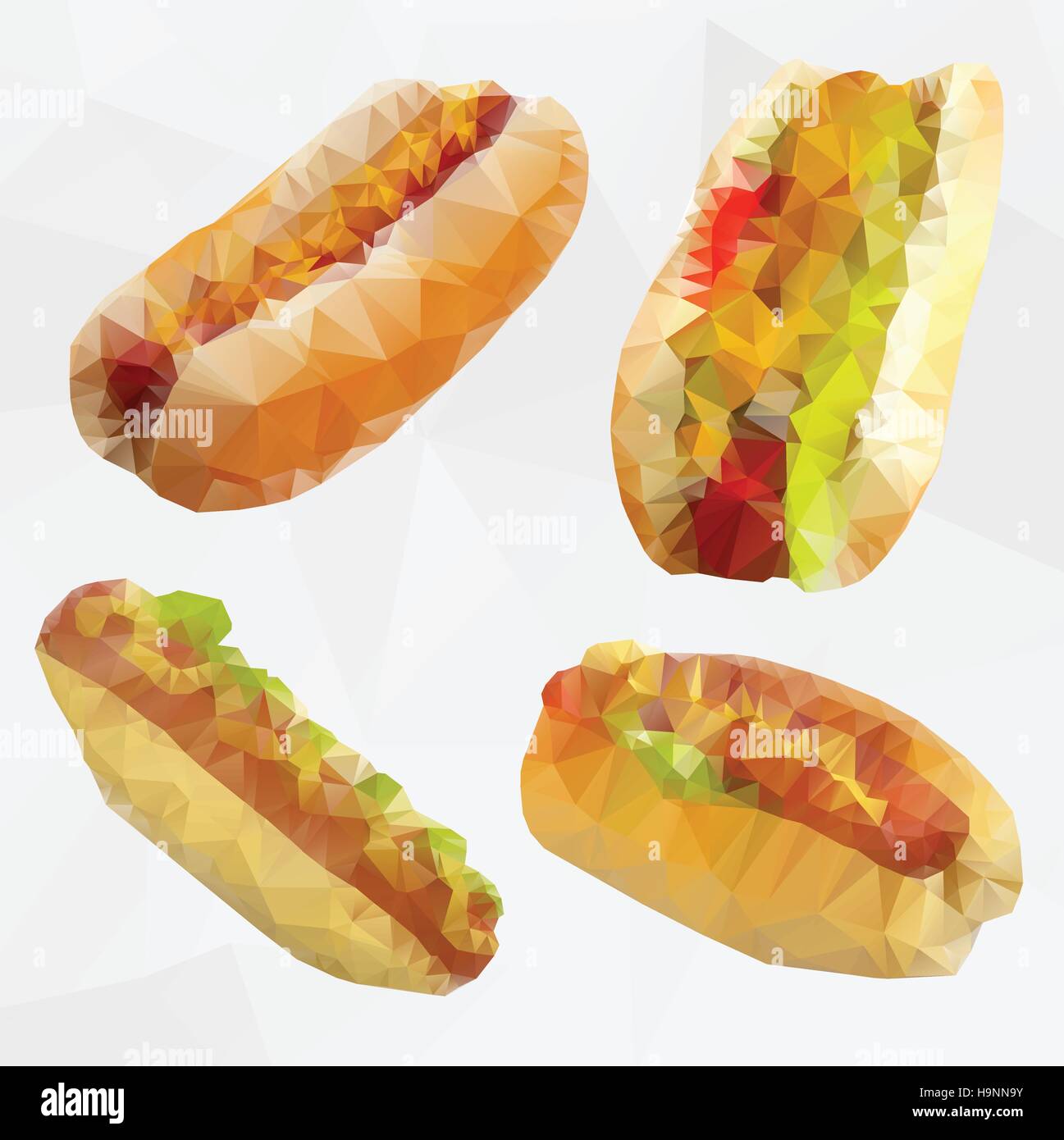 Fast food abstract geometric polygon illustration - vector set for ...