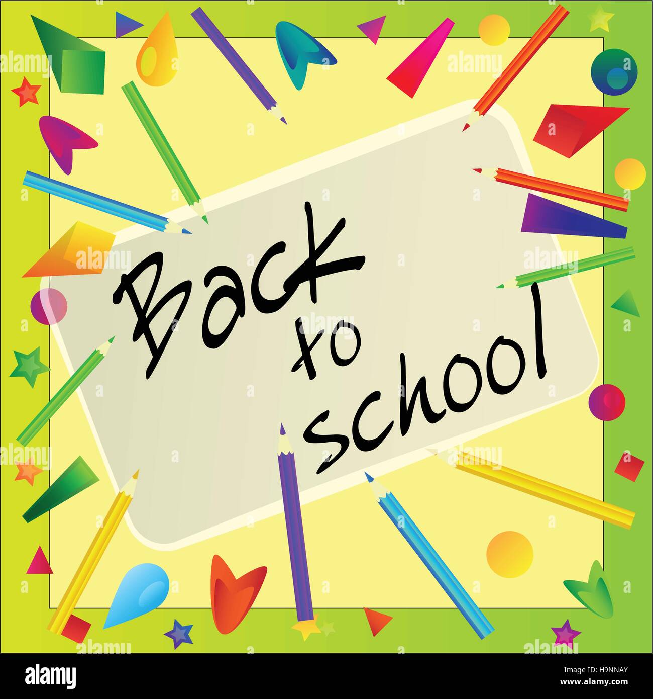 Frame made with color pencils - back to school vector background Stock ...