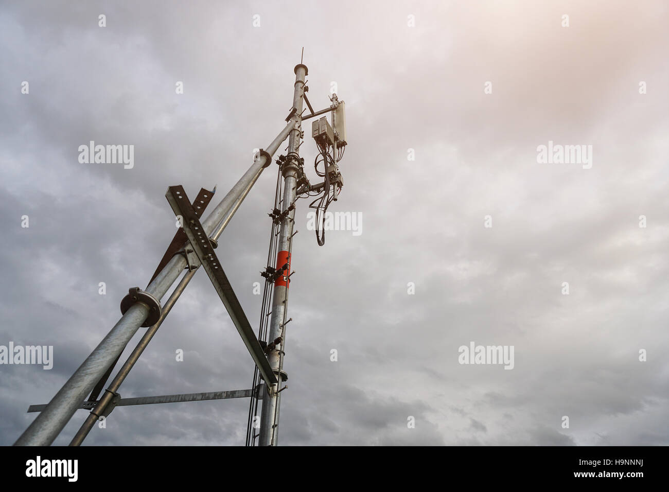 Signal tower or Satellite and beautiful sky with light Stock Photo