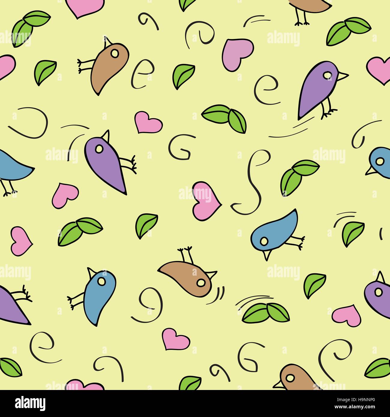 Birds love background Seamless pattern - vector illustration Stock ...