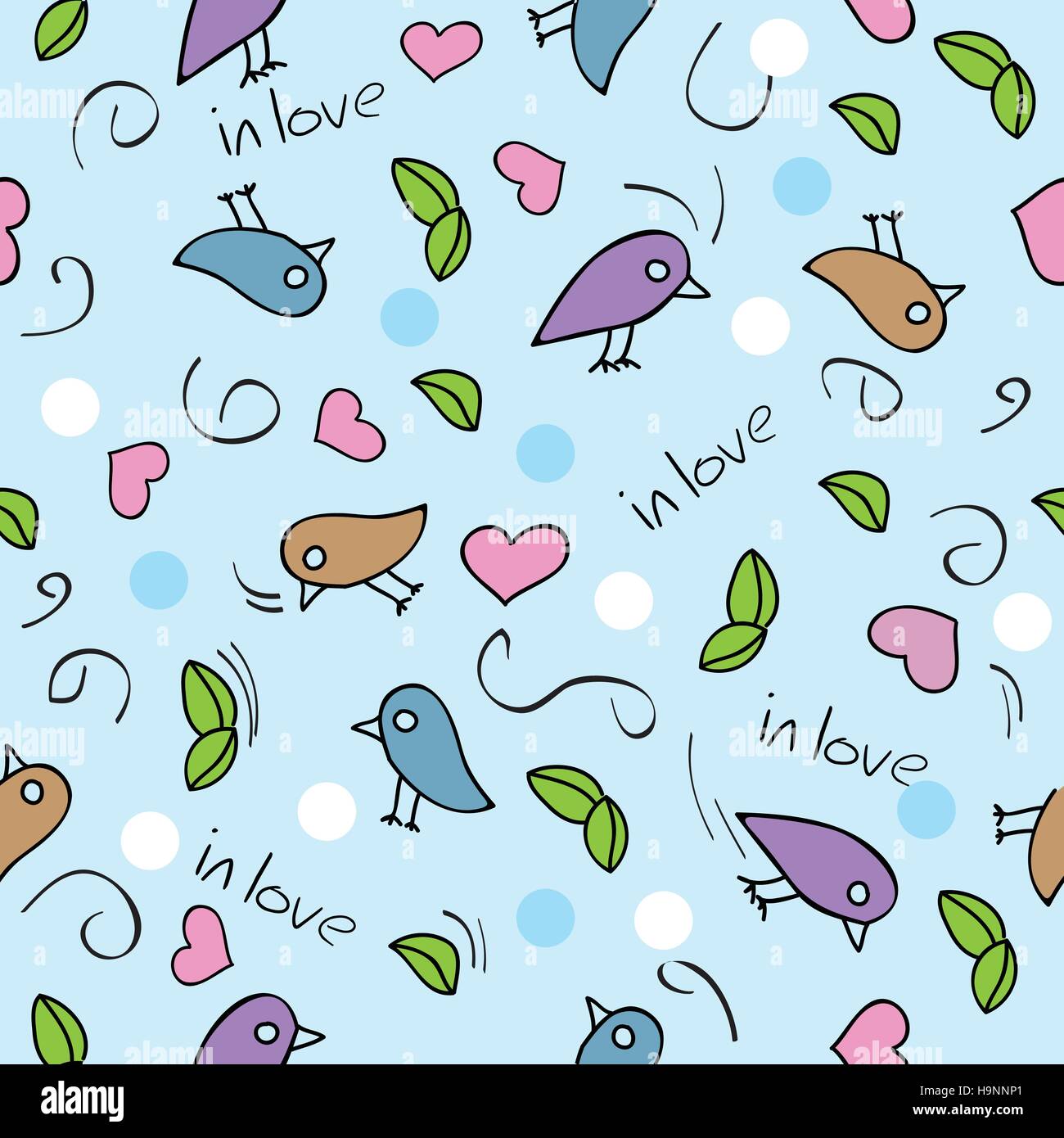 Birds love background Seamless pattern - vector illustration Stock ...