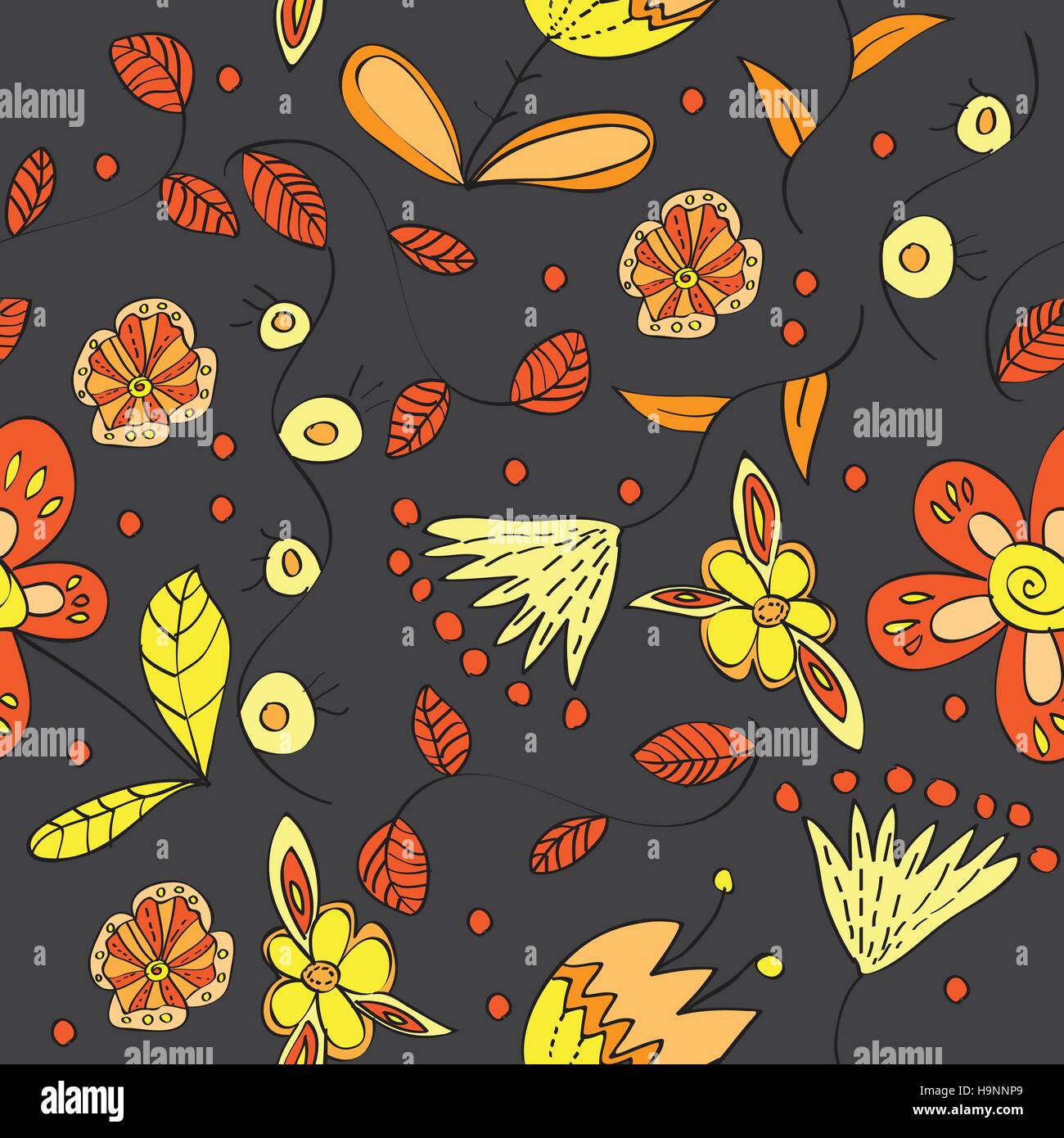 vector floral seamless pattern with abstract blooming flowers Stock ...