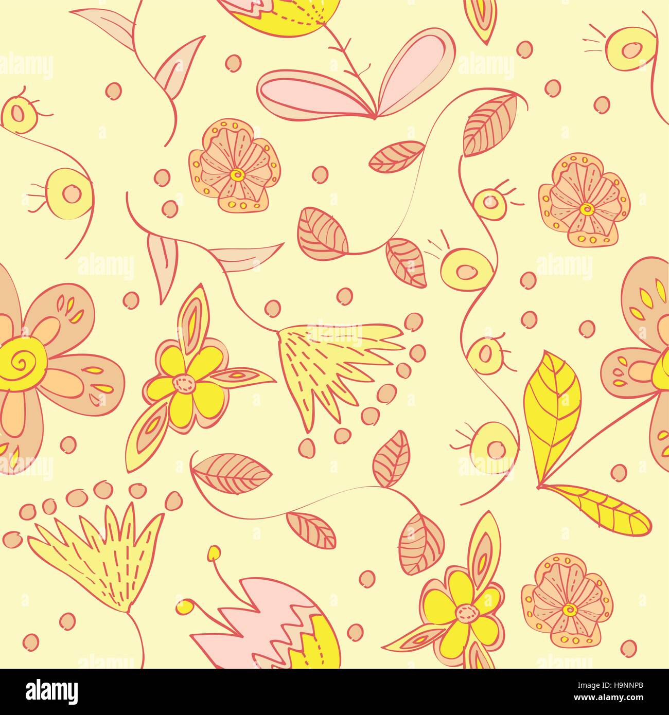 vector floral seamless pattern with abstract blooming flowers Stock ...