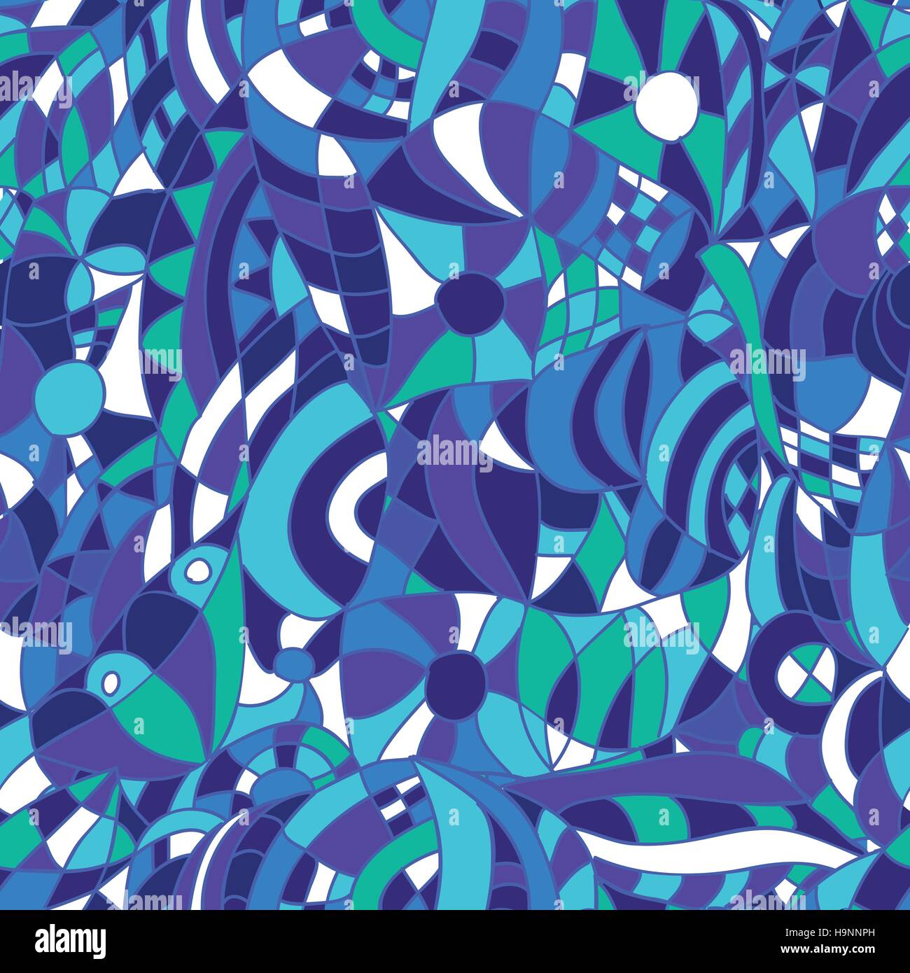 seamless abstract hand-drawn pattern - blue background - vector Stock ...