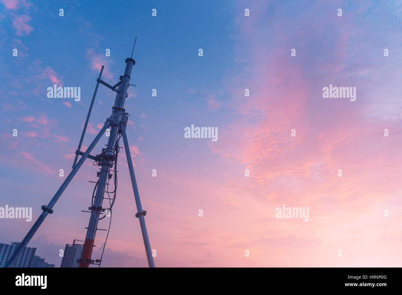 Signal tower or Satellite and beautiful sky with light Stock Photo Alamy