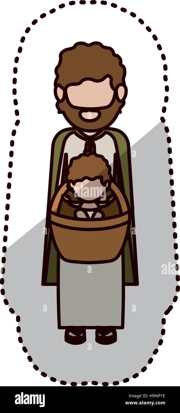 Joseph and baby jesus icon. Nativity merry christmas season and ...