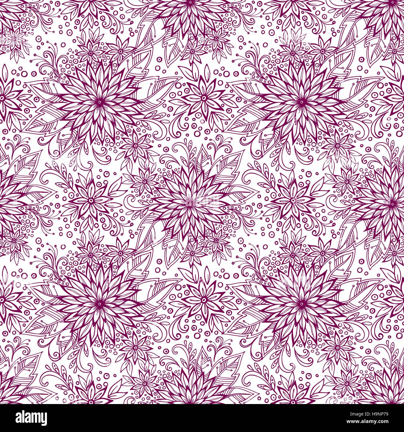 Seamless Outline Floral Pattern Stock Vector Image & Art Alamy