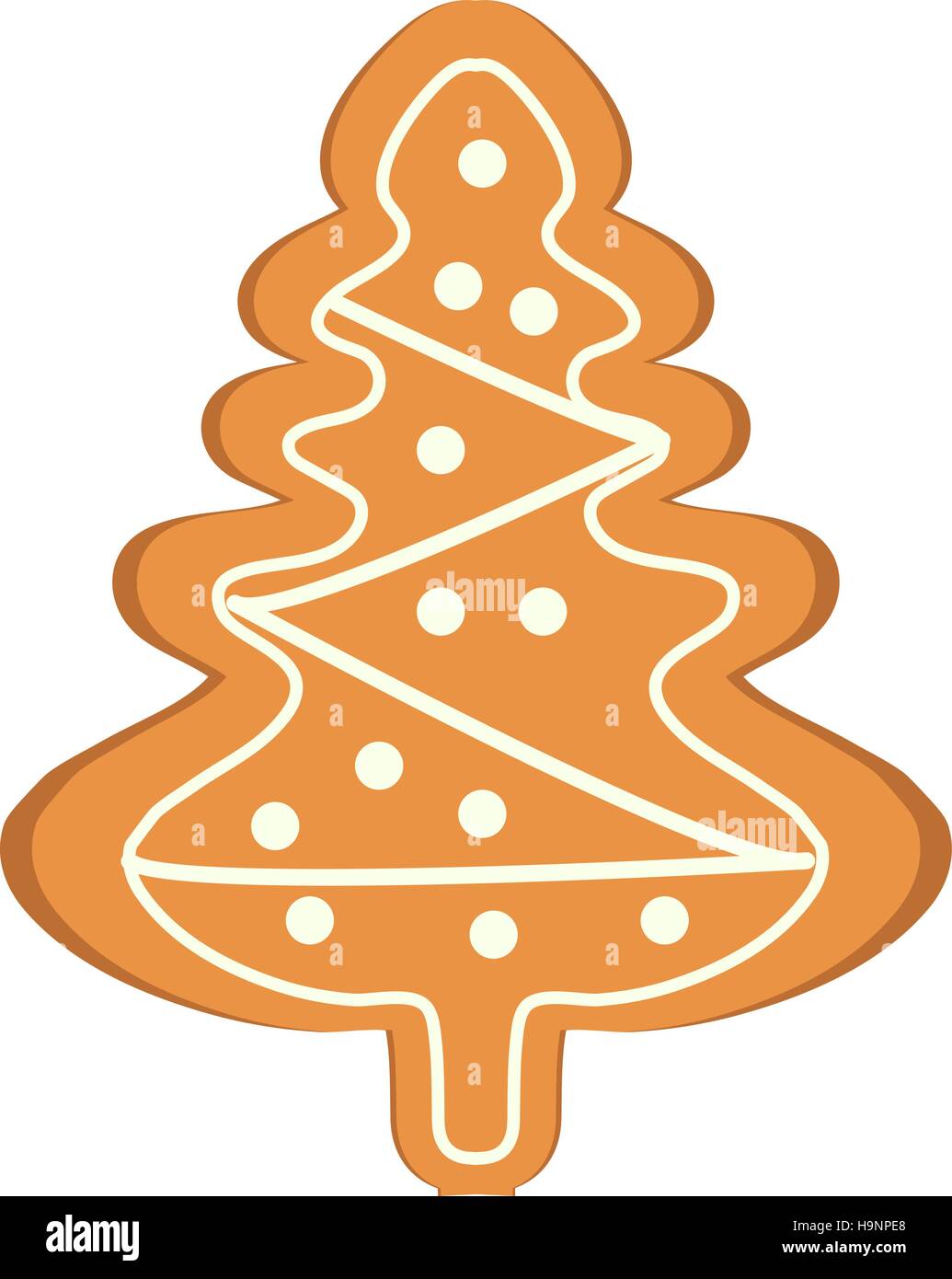 Gingerbread in the form of Christmas tree vector icon. Isolated on white background. Stock Vector