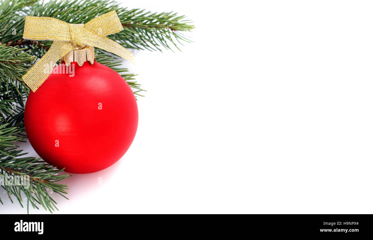 Christmas decoration isolated. Red ball . Stock Photo