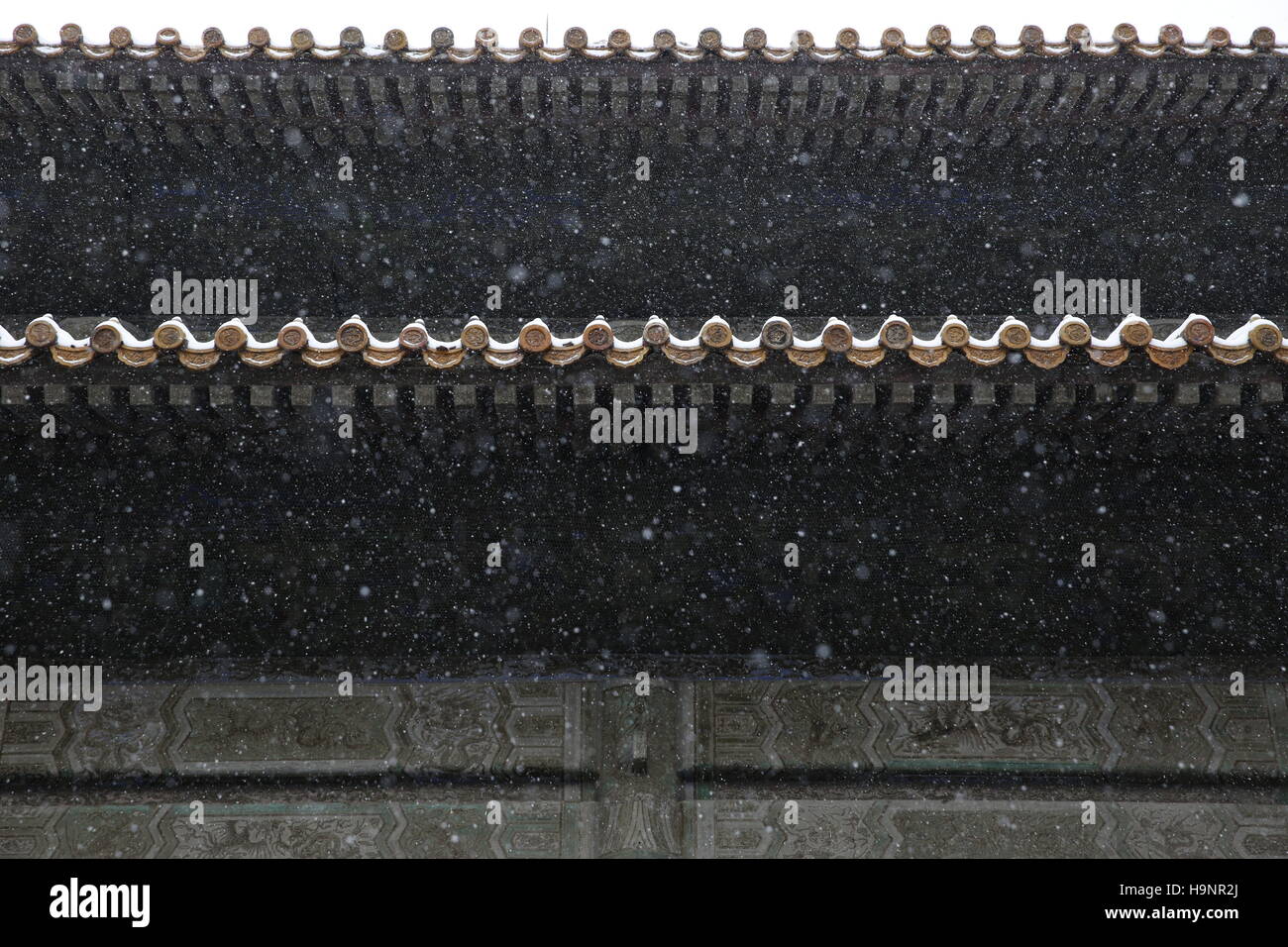 in snow, Forbidden City, Beijing, China Stock Photo