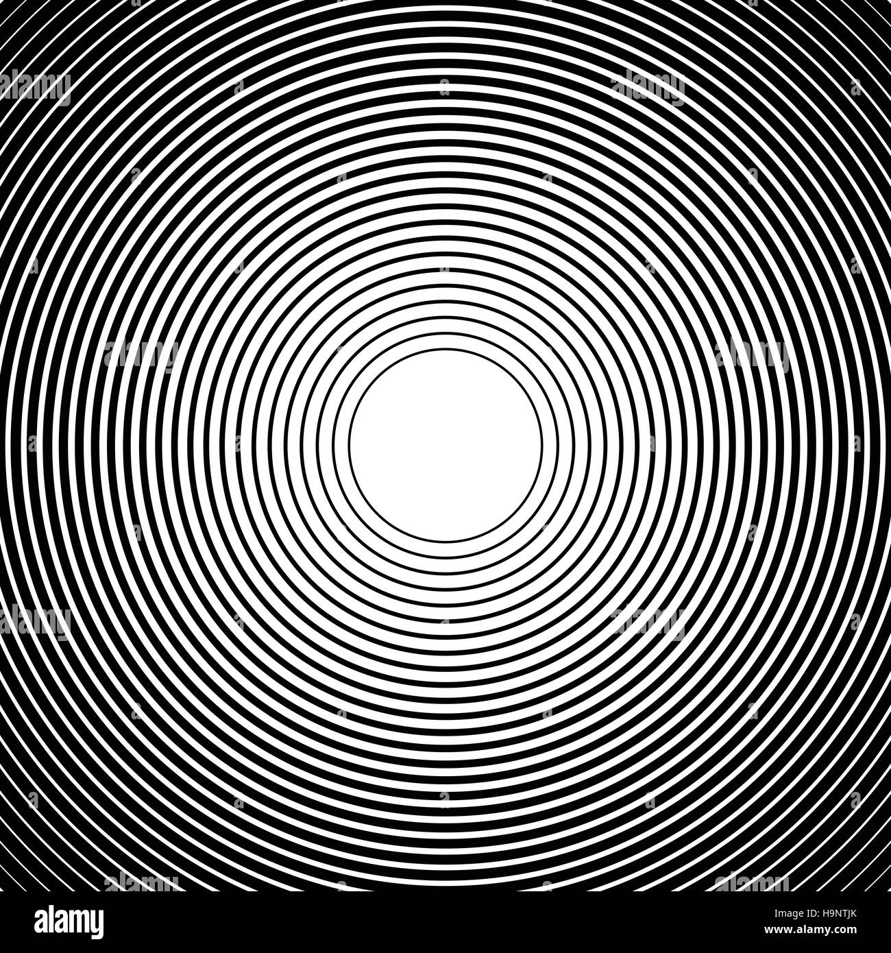 Concentric circles, radial lines pattern(s). Monochrome abstract ...