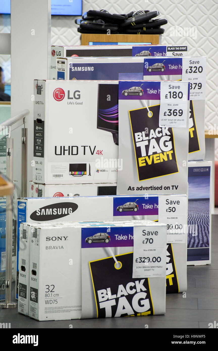 Black Friday deals at Currys PC World on Oxford Street, London. Stock Photo